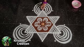 Margazhi madham special kolam  Easy padi kolam design with 5x3 dots  Dhanurmasam muggulu [upl. by Enovahs]