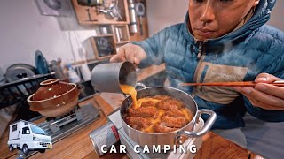 Winter car camping 3℃ winter mountains Everything freezes DIY light truck camper 186 [upl. by Redep]