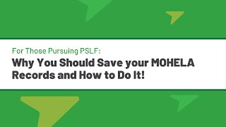 For Those Pursuing PSLF Why You Should Save your MOHELA Records and How to Do It [upl. by Notreve]