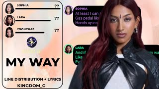 KATSEYE  My Way《 Line Distribution  Lyrics 》 [upl. by Siuluj]