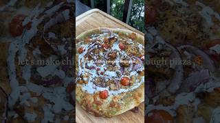 Chicken pesto sourdough pizza 🍕 sourdoughpizza sourdough chickenpesto pesto pizza recipe [upl. by Grounds]