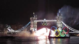 Fireworks at Tower Bridge  London 2012 Olympics opening ceremony [upl. by Acker]