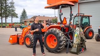 Customer Kubota MX6000 Tractor and Wallenstein FX85 Skidding Winch [upl. by Marj660]