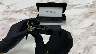 Balenciaga Sunglasses ModelBB0103SA Color001 BlackGold LogoGrey Lenses [upl. by Giglio]