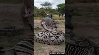 Giant Python Caught Wrapping Around a Zebra Rare Footage shorts [upl. by Aihtiekal]