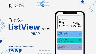 29  Flutter List View and List Tile  Flutter for beginners 2023 [upl. by Berton]