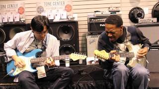 Little Wing  Tomo Fujita and Eric Gales with Eminence at NAMM 2012 [upl. by Giffy201]