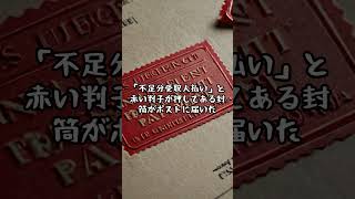 封筒に押してある「不足分受取人払い」の赤い判子 [upl. by Harutak]