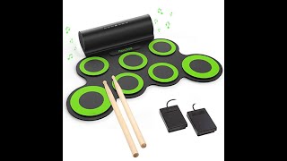 Reviewing amp Demonstrating The PAXCESS Electronic Drum Set Cool Roll Up Drum Practice Pad [upl. by Simsar]