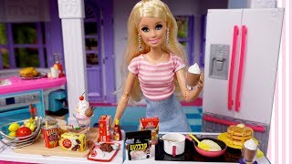 Barbie Doll House Kitchen Toys for Morning Routine Unbox [upl. by Leonor]