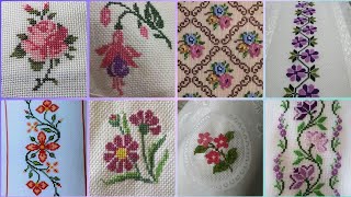 Floral cross stitch Hand embroidery thick cotton  Beautifull Hand cross stitch [upl. by Nork]