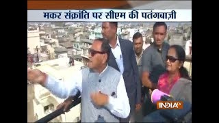 CM Vijay Rupani spotted flying kite on Makar Sankranti [upl. by Natsyrt448]