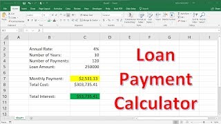 How To Calculate Loan Payments Using The PMT Function In Excel [upl. by Arytas]