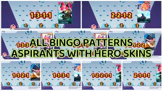 ALL BINGO PATTERNS ASPIRANTSWITH HERO SKINS RUBY LAYLAANGELA amp FANNYMLBB [upl. by Aicyla]