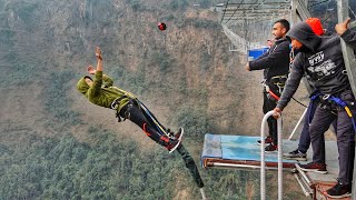 Amazing Bungy Jump Worlds Second Highest 228m The Cliff Nepal Kushma Nepal [upl. by Sinoda366]