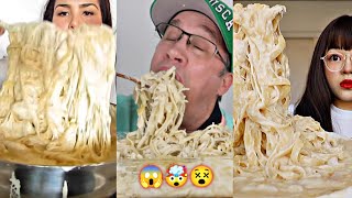 CREAMIEST ALFREDO PASTA VS MUKBANGERS ⚪😱🤯😵🍝 [upl. by Hui]