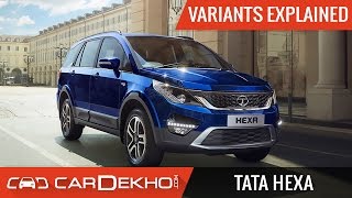 Tata Hexa  Variants Explained  CarDekhocom [upl. by Alleuqram]