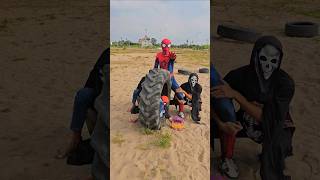 Car tire loading challenge Help Spiderman spiderman death cosplay marvel insideout2 [upl. by Airamanna678]