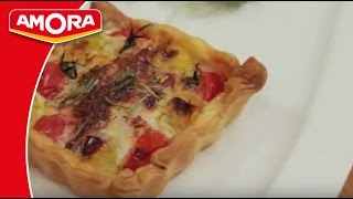 Recette de Tarte au Crottin de chèvre et Tomates cerises  Amora [upl. by Hayse]