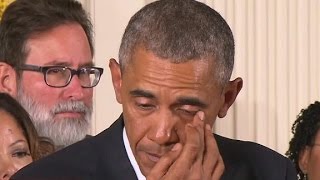 President Obama cries during gun violence speech [upl. by Adnohsad805]