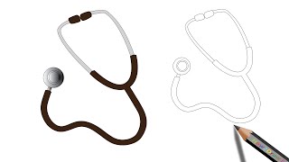 How to Draw a Stethoscope  Doctor Stethoscope Drawing Easy amp Coloring Page [upl. by Sherill97]