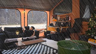 Luxury Camping with 21yearold Cat Build a Theater in a Tent [upl. by Abdulla]