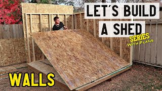 How to build a storage shed  Walls  Part 2  Plans available [upl. by Gayner]