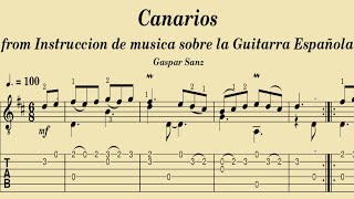 Canarios  Gaspar Sanz Tablatura [upl. by Fredi417]