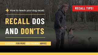 Recall DOS and DONTS  How to teach your dog RECALL [upl. by Nevi]