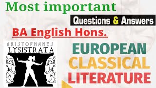 Aristophanes Lysistrata  European Classical Literature  Most Expected past year question answers [upl. by Ayahsal]