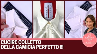 Cucire colletto della camicia perfetto con il trucco del solino stirato  sartoria con Sara Poiese [upl. by Zillah]