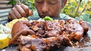 Huge Size of Pork Belly Pork mouth with King ChillyNEINDIA [upl. by Eldora]