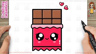 How to Draw a Cute Chocolate Bar Simple amp Easy for Kids [upl. by Ebner]