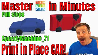 Make a Tinkercad Print in Place Car Beginner Level Steps and it WORKS [upl. by Lyram979]