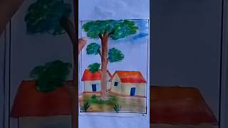 simple house drawing with nature ssimple easy drawing shorts viralshort drawing trending [upl. by Niriam409]