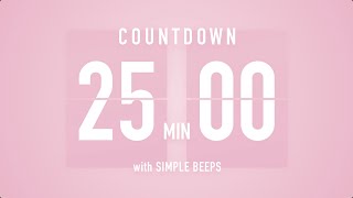 25 Min Countdown Flip Clock Timer  Simple Beeps 🌸🔔 [upl. by Noryd]