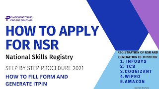 How to apply for NSR NATIONAL SKILLS REGISTRY for Infosys wipro cognizant TCS  registration process [upl. by Lund]