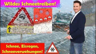 ACHTUNG SchneeUnwetter Starkschneefall Eisregen Schneeverwehungen heftiges Verkehrschaos [upl. by Rebecka]