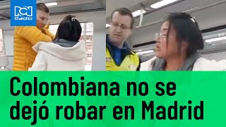 Colombiana enfrentó a supuestos ladrones en aeropuerto de Madrid [upl. by Nissie851]