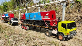 Gendong Lokomotif cc206 cc203 Mobil Truk Kontainer Hino 500 Isuzu Giga Melewati Jalan Pedesaan [upl. by Glennie]