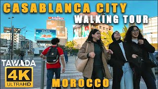 CASABLANCA city walking tour  Morocco 4K UHD [upl. by Siloum]