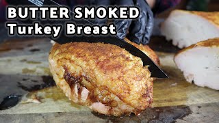 Butter Injected SMOKED Turkey Breast on the Traeger Pellet Grill [upl. by Arratal984]