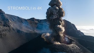 STROMBOLI 4K Footage with many ERUPTIONS amp SOUND  Feb 2024 [upl. by Nojed895]