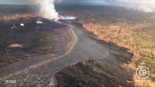 Aerial Video Of Kilauea Lava Flow July 12 2018 [upl. by Iniffit]