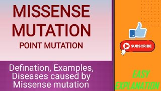 Missense Mutation Defination Example Diseases caused by Missense MutationEasy explanation [upl. by Absalom734]