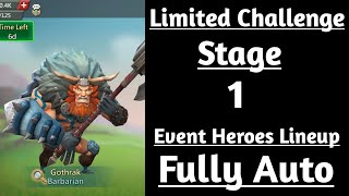 Lords mobile Barbarian Limited Challenge Stage 1 Fully AutoBarbaric Journey stage 1 Fully Auto [upl. by Leventhal361]