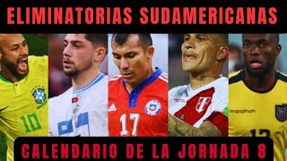 CALENDARIO DE LA JORNADA 8  Eliminatorias Sudamericanas rumbo al MUNDIAL 2026 [upl. by Reagan342]