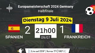 EURO 2024  Spanien 2  1 Frankreich live auf ZDF  Servus TV  SRF 1 – 09072024 um 21 Uhr [upl. by Chace871]