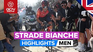 Spectacular LongRange Attack In Thrilling Race  Strade Bianche 2023 Highlights  Men [upl. by Relyuhcs]