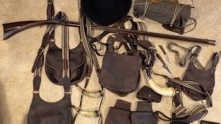 Traditional Leather Hunting Gear  Possibles Bag  Powder Horn  Knife  Clothing [upl. by Fiester]